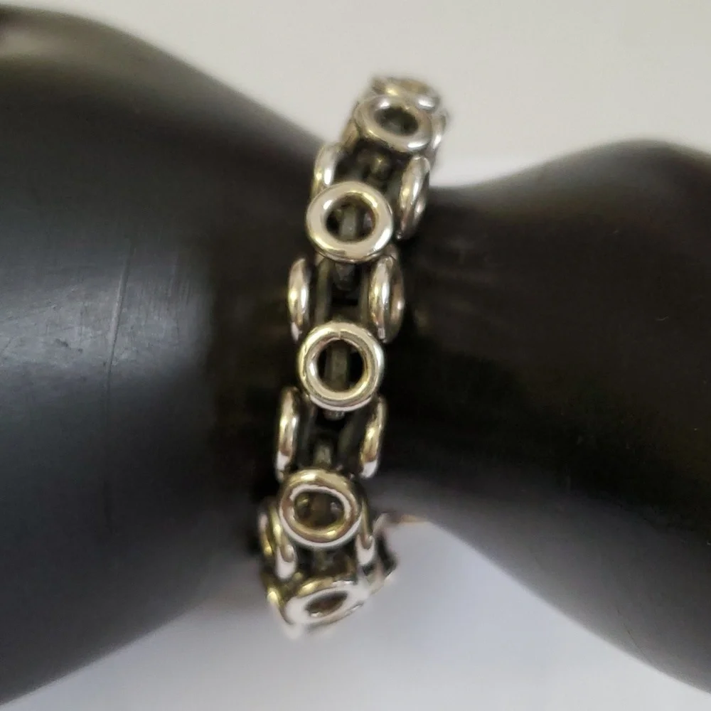 Sterling Silver 925 Circles and Linked Bracelet